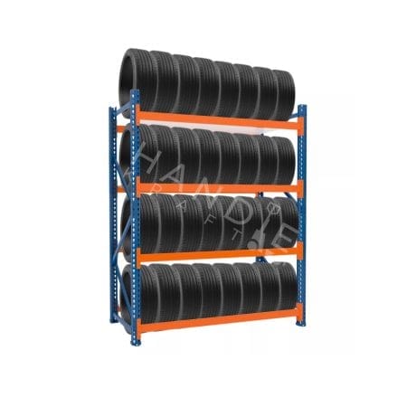 Raft depozitare cauciucuri tip extensie - H:4000mm x L2760mm x W:600mm, 350kg/nivel