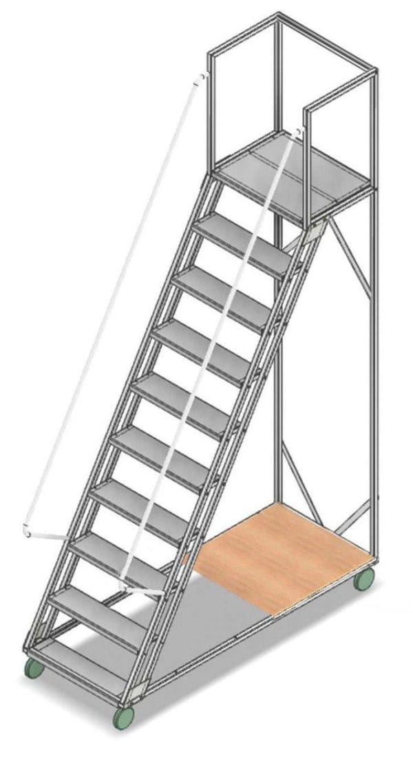 Scara mobila cu platformă HK - 2398x1800x700 mm, 9+1 trepte - Handlekraft Scara mobila cu platformă HK - 2398x1800x700 mm, 9+1 trepte